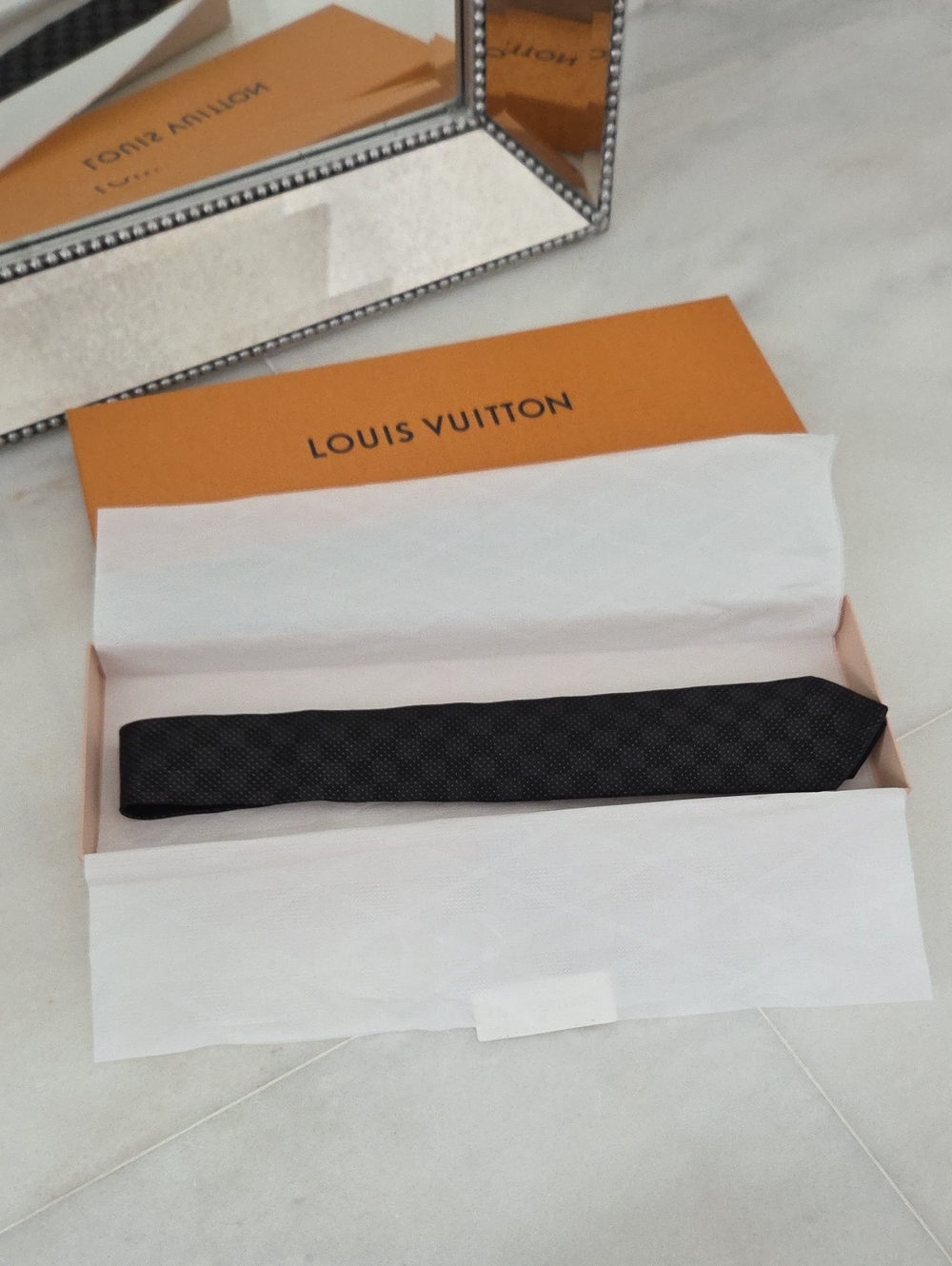 Louis Vuitton Men’s Damier Pattern Silk Tie NWOT!!